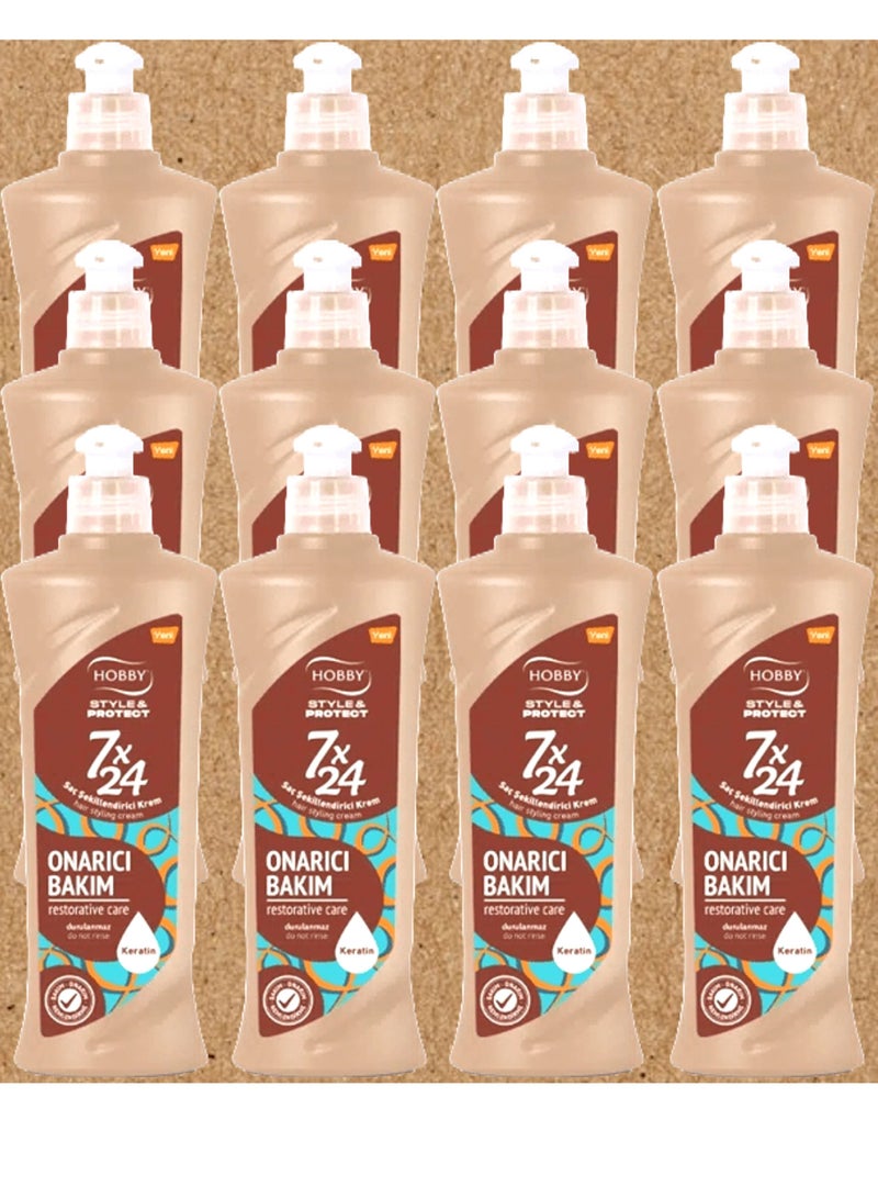 هوبي 12 قطع كريم 7 × 24 لشعرعناية الكيراتين 250 مل - Image 1