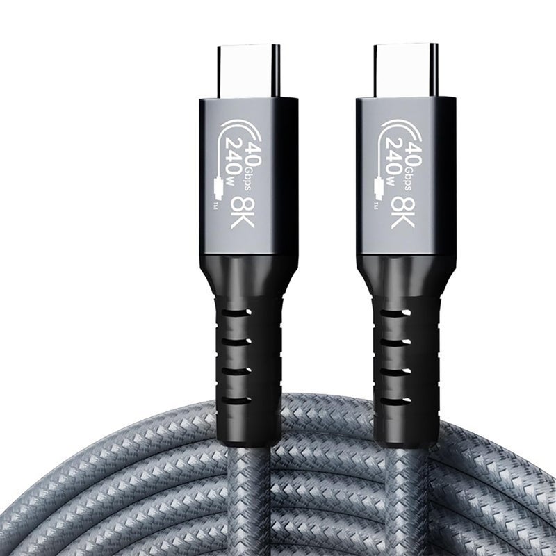 ETZIN كابل ETZIN USB 4 لنقل البيانات بسرعة 40 جيجابت في الثانية، كابل Thunderbolt 4 يدعم عرض 8K HD، كابل شحن USB-C بقوة 240 واط بطول 2 م USB C إلى USB C، لجهاز 15Pro/15Pro Max/15/15Plus EPL-1179CC (2م) - Image 1