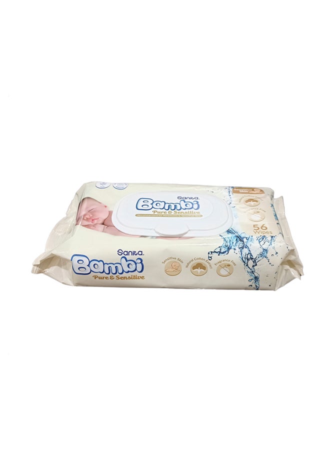 Sanita Bambi Pure And Sensitive Baby Wet Wipes 56 Count - Image 1