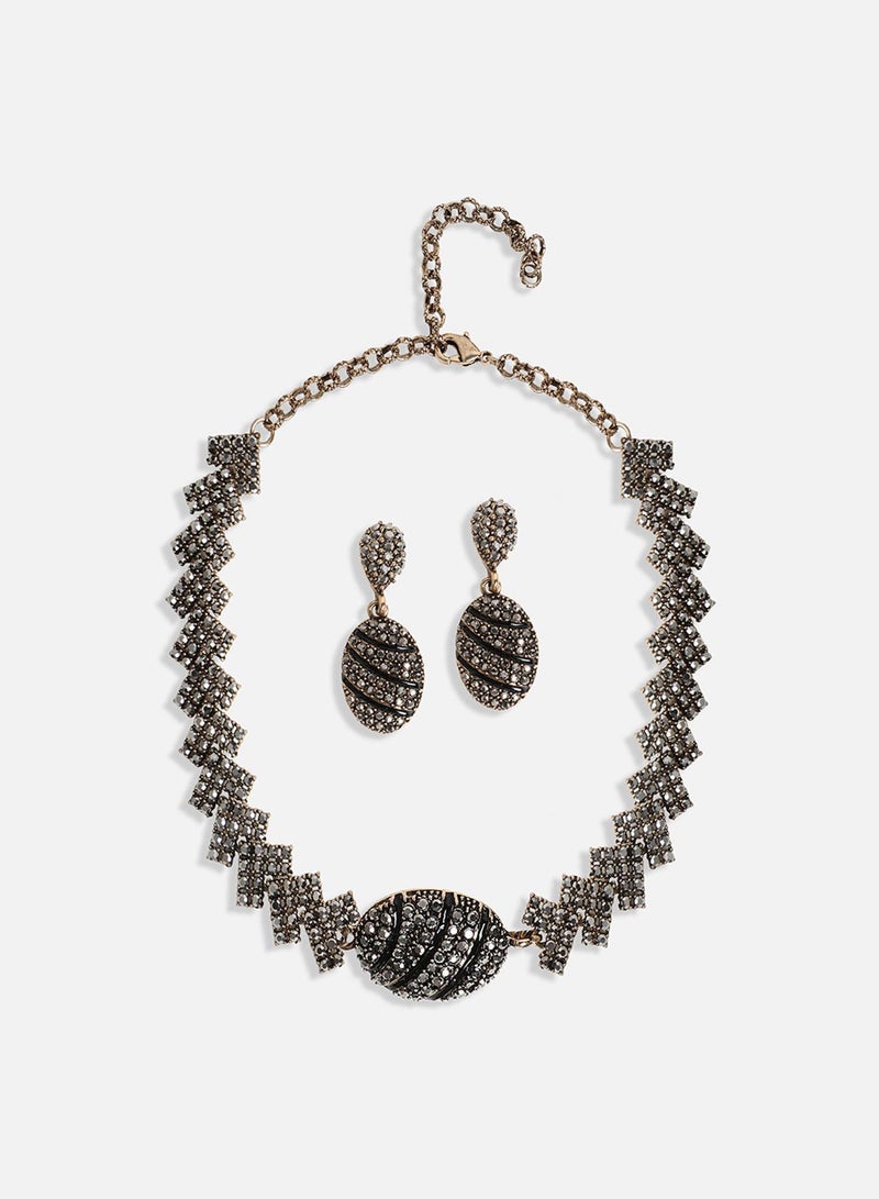 SOHI Oval Crystal Artificial Jewellery Set - Image 2