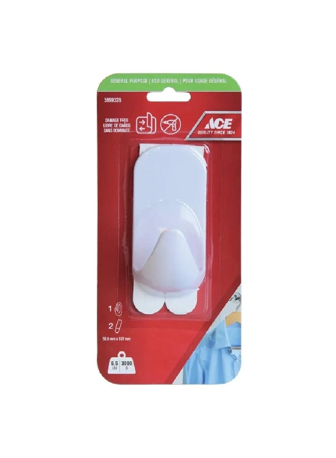 ACE Removable Adhesive Hook with Strips White 1.2 x 4.73 x 6.89 cm 5999326