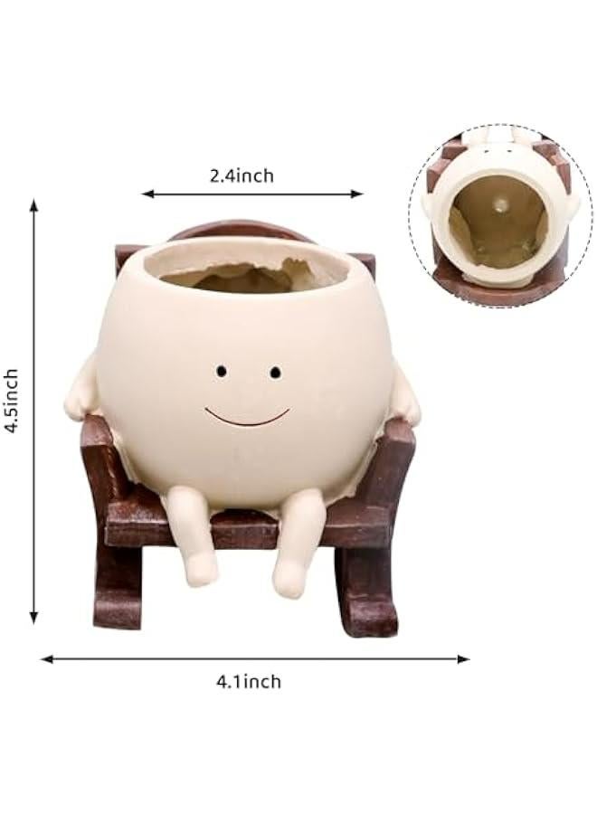 Generic Unique Smile Face Rocking Chair Planter Pot for Indoor and Outdoor Plants, Cute Succulent Flower Pots with Drainage Hole - Perfect Gift for Mom and Grandma - Image 4
