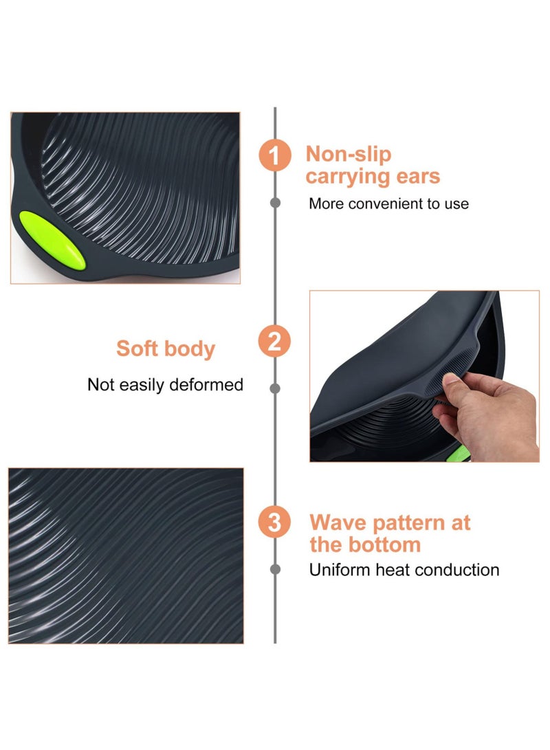 Excefore قالب كعك ذو قاعدة سيليكون، 9 بوصات قالب كعك مقاوم للالتصاق، مقلاة كعك دائرية من السيليكون، قوالب كعك سيليكون للكعك الطبقي، كعكة الجبن، الفطائر، البيتزا، حفلة عيد الميلاد، افعلها بنفسك - Image 2