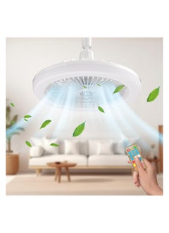 Ceiling Fan with LED Light and Remote Control, 3 Light Colors and Dimmable Timer, 30W Ceiling Fan with E27 Bulb and 3 Speeds for Living Room and Bedroom (Remote Control, 3 Colors)