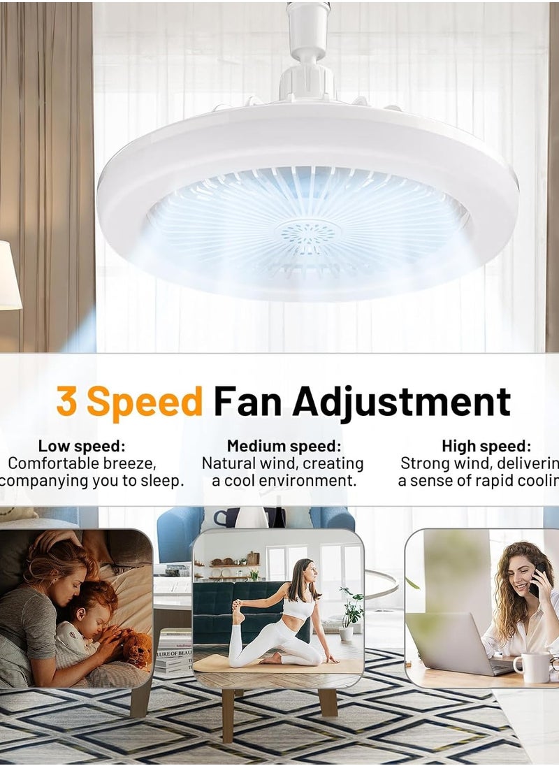 Generic - Ceiling Fan with LED Light and Remote Control, 3 Light Colors and Dimmable Timer, 30W Ceiling Fan with E27 Bulb and 3 Speeds for Living Room and Bedroom (Remote Control, 3 Colors) - Image 1