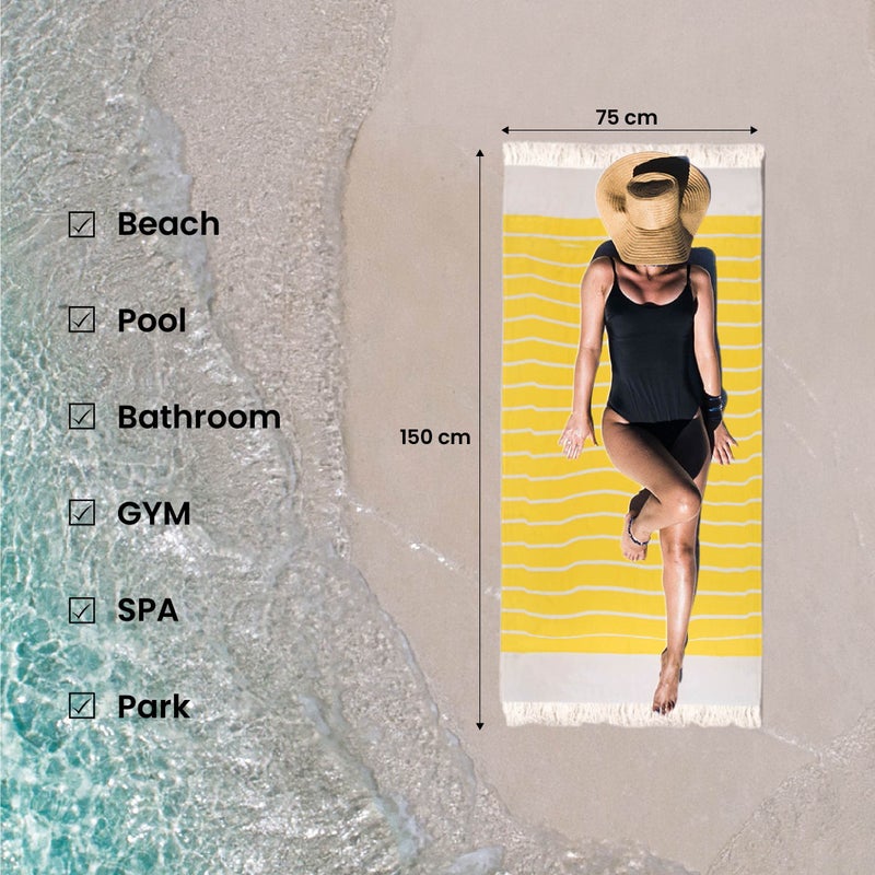 Mush 100% Bamboo Light Weight & Ultra-Compact Turkish Towel Super Soft, Absorbent, Quick Dry,Anti-Odor Bamboo Towel for Bath,Travel,Gym, Swim and Workout (2, Muted Blue & Yellow),250 tc - Image 5
