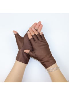 Generic Half-Finger Gloves UV Protection Light Breathable Coffee 