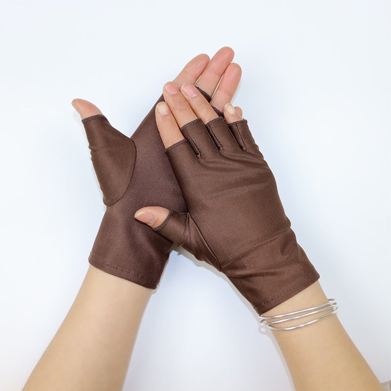 Half-Finger Gloves UV Protection Light Breathable Coffee 
