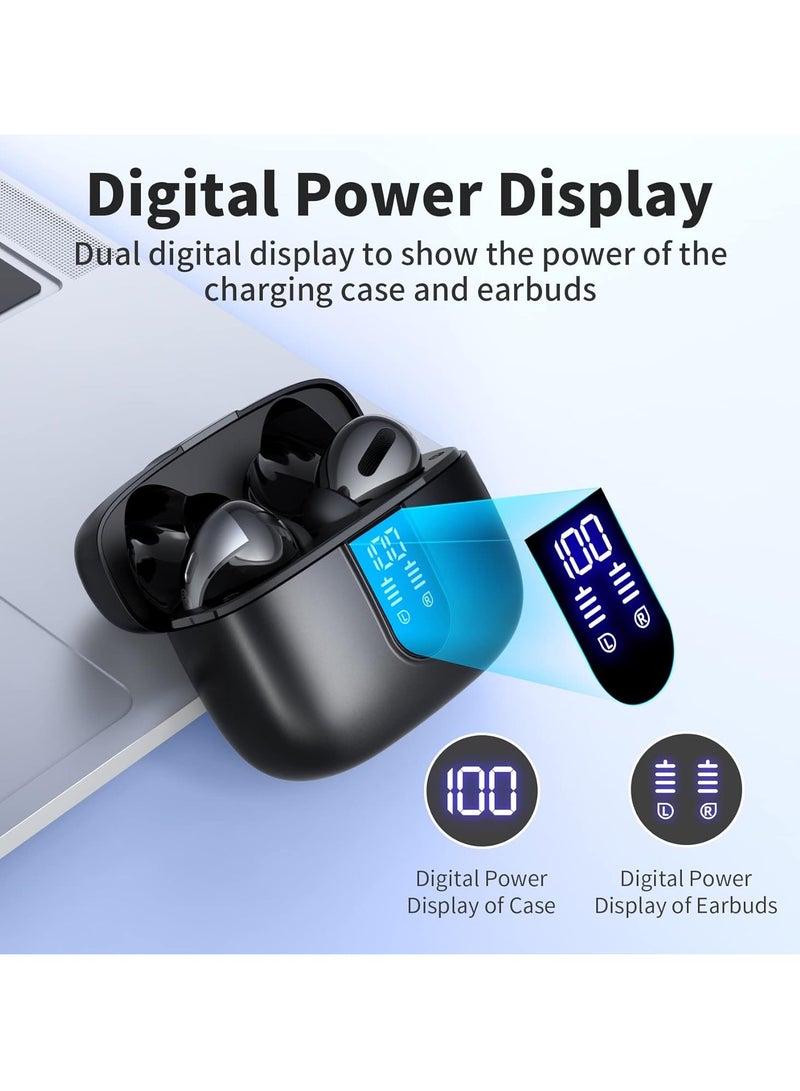 Bluetooth Headphones True Wireless Earbuds 60H Playback LED Power Display Earphones with Wireless Charging Case IPX5 Waterproof in-Ear Earbuds with Mic for TV Smart Phone Laptop Computer Sports  - Image 2