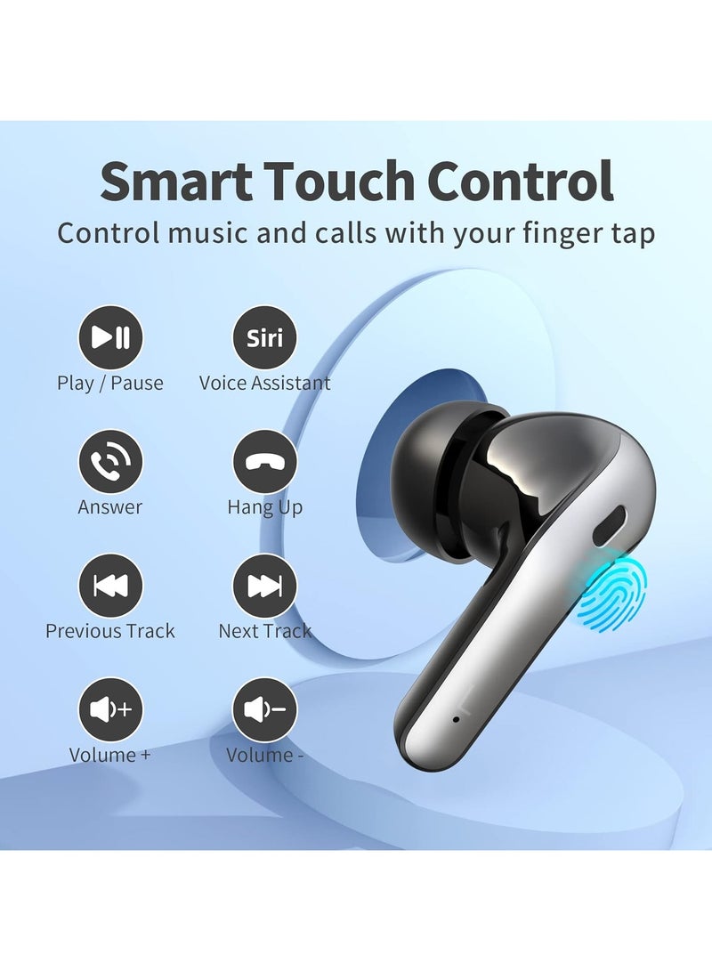 Bluetooth Headphones True Wireless Earbuds 60H Playback LED Power Display Earphones with Wireless Charging Case IPX5 Waterproof in-Ear Earbuds with Mic for TV Smart Phone Laptop Computer Sports  - Image 4