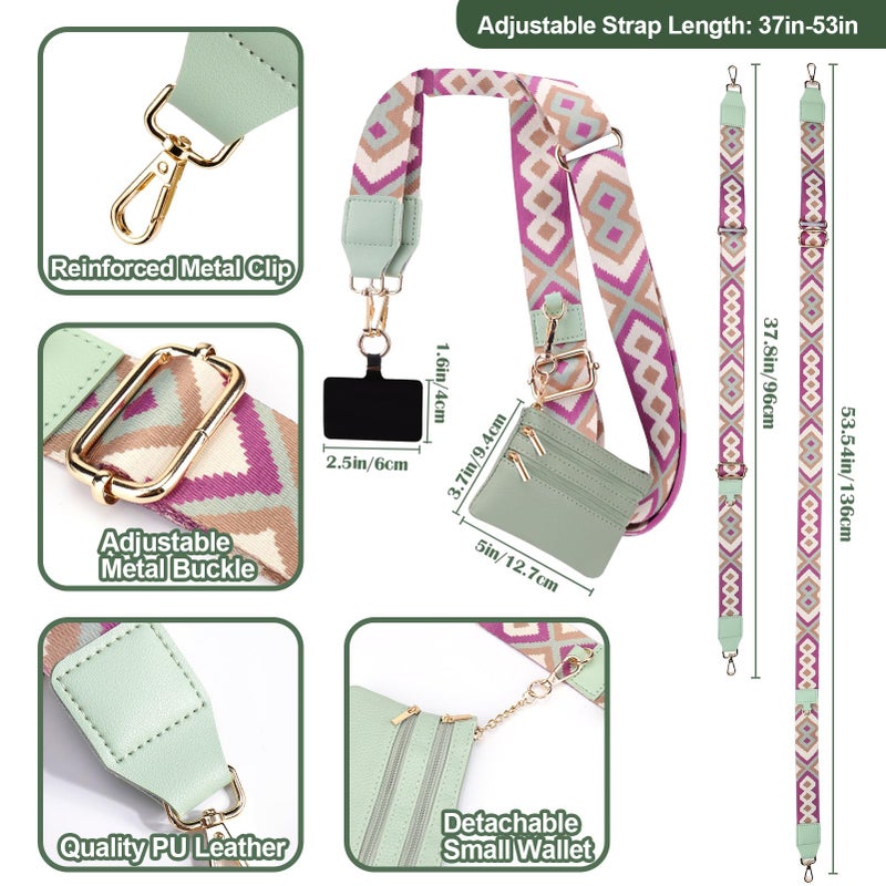 XANGNIER Clip and Go Strap for Phone with Wallet Crossbody, Phone Strap with Zippered Wallet, Adjustable Anti Theft Cellphone Lanyard for Women, Cellphone Chain Accessories Green - Image 4