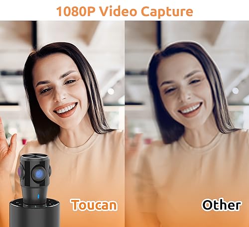 TOUCAN 360-Degree Video Conference Camera, 1080p HD Webcam with 4 Noise Reduction Mics, Speaker, AI Tracking, Works with Zoom, Google Voice, Microsoft Teams and More, for PC/Mac/Tablet - Image 2