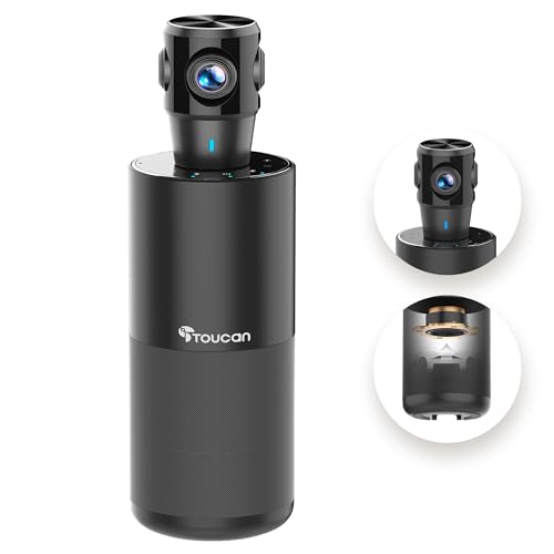 TOUCAN 360-Degree Video Conference Camera, 1080p HD Webcam with 4 Noise Reduction Mics, Speaker, AI Tracking, Works with Zoom, Google Voice, Microsoft Teams and More, for PC/Mac/Tablet - Image 1