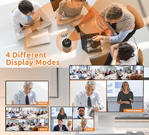 TOUCAN 360-Degree Video Conference Camera, 1080p HD Webcam with 4 Noise Reduction Mics, Speaker, AI Tracking, Works with Zoom, Google Voice, Microsoft Teams and More, for PC/Mac/Tablet - Image 4