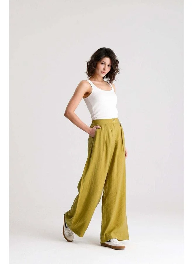 mina aise Women's Olive Green Premium Tencel Fabric Palazzo Pants 31074.