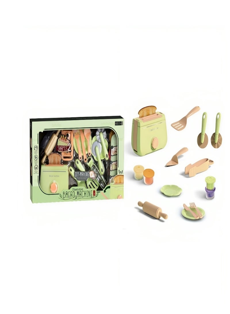 بسمة مجموعة ألعاب مطبخ للأطفال مع أدوات خبز وتحميص – تشمل محمصة وخلاط وأدوات مائدة بألوان جميلة – لعبة تعليمية لتنمية الخيال وحب الطبخ - Image 2