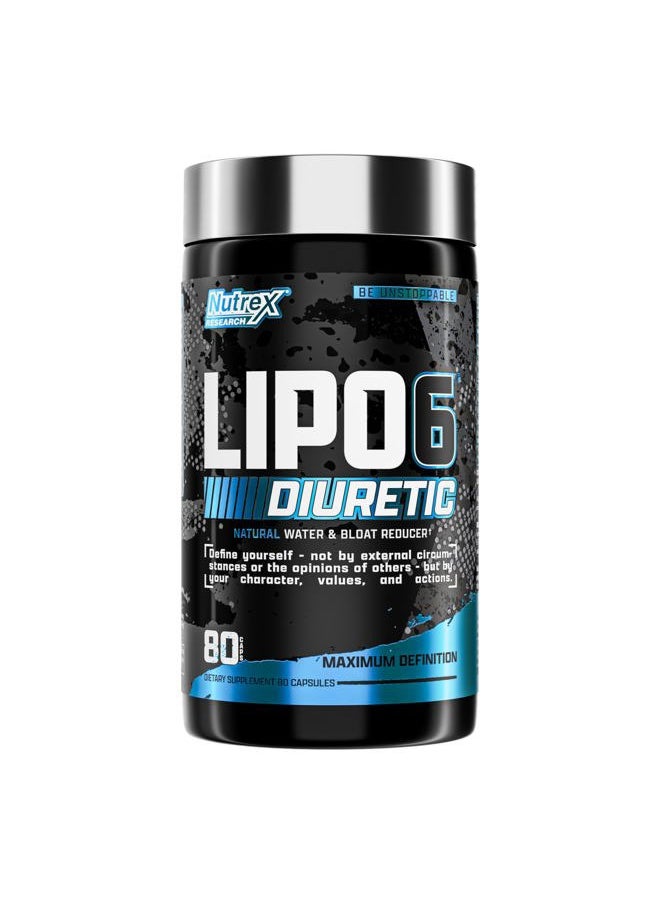 Nutrex Research Lipo 6 Black Diuretic Water Pills (80 Caps) - Diuretics Reduce Bloat, Water Weight & Enhances Muscle Definition - Water Pill Bloating Relief - Diuretics for Water Retention Pills  - Image 1