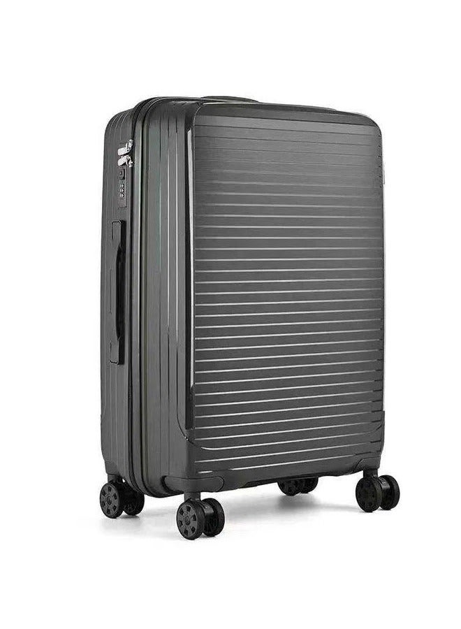 إن كي أكس مجموعة حقائب سفر متينة ذات هيكل صلب من ثلاث قطع باللون الأسود مع 4 عجلات دوارة مقاس 20 × 24 × 28 بوصة - Image 2