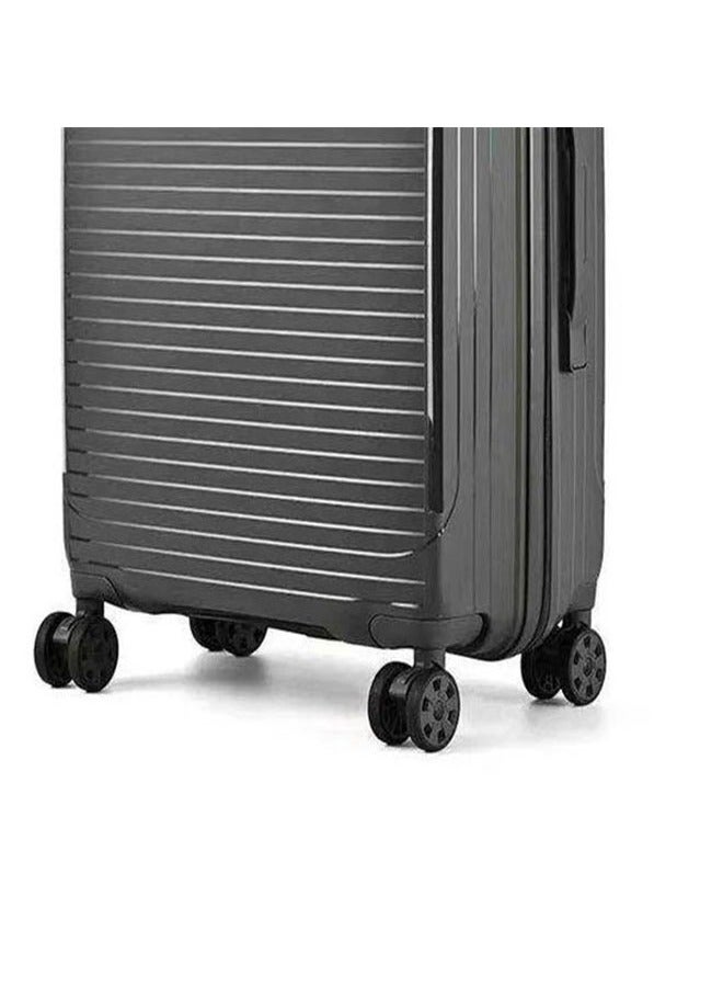 إن كي أكس مجموعة حقائب سفر متينة ذات هيكل صلب من ثلاث قطع باللون الأسود مع 4 عجلات دوارة مقاس 20 × 24 × 28 بوصة - Image 3