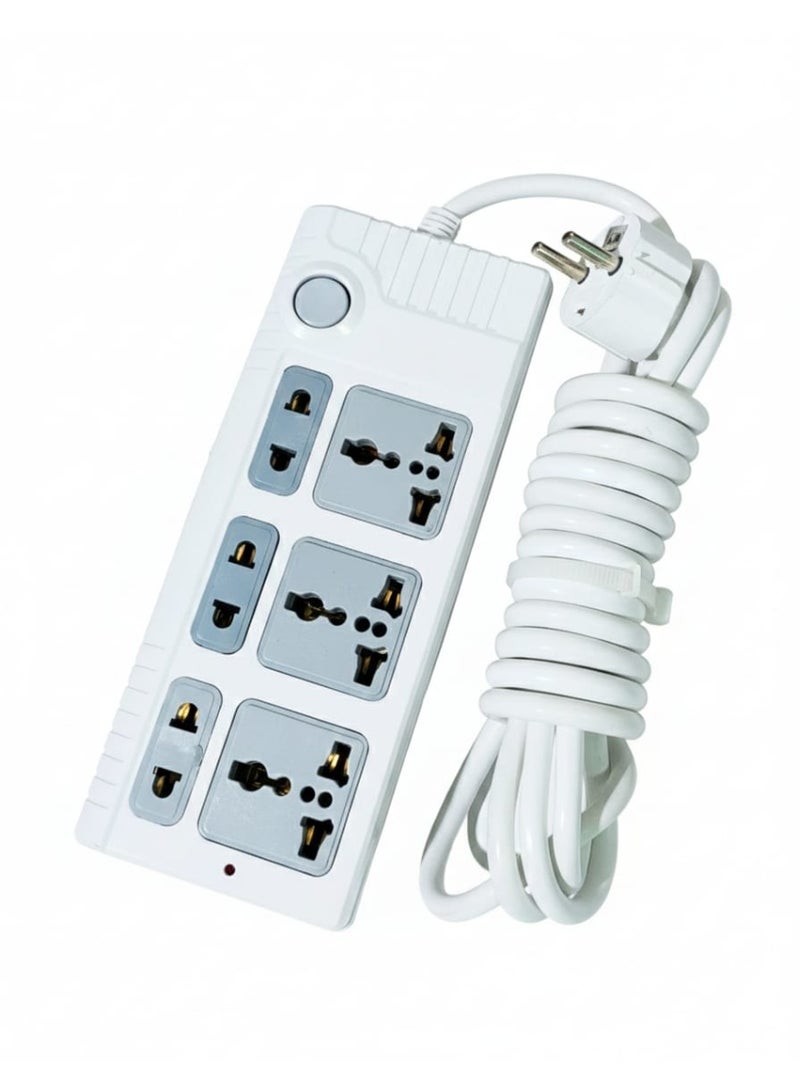 مشترك كهرباء - ٢٠٠٠  وات، 10 أمبير/220-250 فولت، مزود بـ ٦  مخارج، كابل ٣ متر، متوافق مع اللاب توب والكمبيوتر الشخصي والماك بوك والأجهزة الكهربائية المنزلية والمكتبية وشاحن الجوال - Image 2