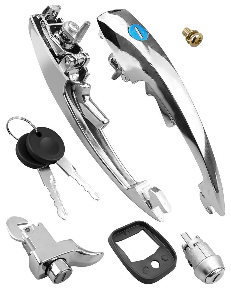 AUGREX Door Handle Pair Kit w/ Ignition Cylinder Fit for VW Beetle Sedan & Sunroof 1971-1977 super Beetle Convertible 1971-1977 Sedan 1971-1976 Karmann Ghia Coupe & Convertible 1971-1974 Replace 113898205MC - Image 1