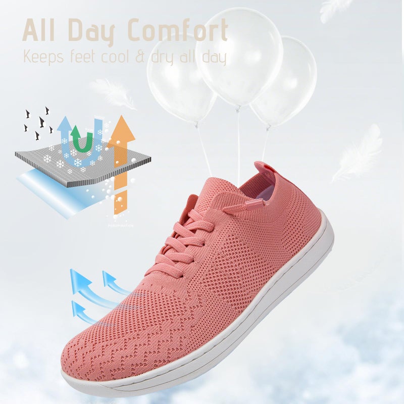 VXGGVX Barefoot Shoes for Women Minimalist Wide Running Gym Tennis Sneakers Breathable Upper Non Slip Casual Fashion House Shoes Minimalist Zero Drop Sole Pink 8 - Image 3