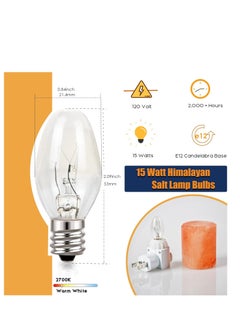 Generic Salt Lamp Bulbs - 15 Watt Light Bulbs for Scentsy Wax Warmer - C7 Replacement Bulbs for Plug in Wax Diffuser- Warmwhite - Dimmable,15 Packs  - Image 2