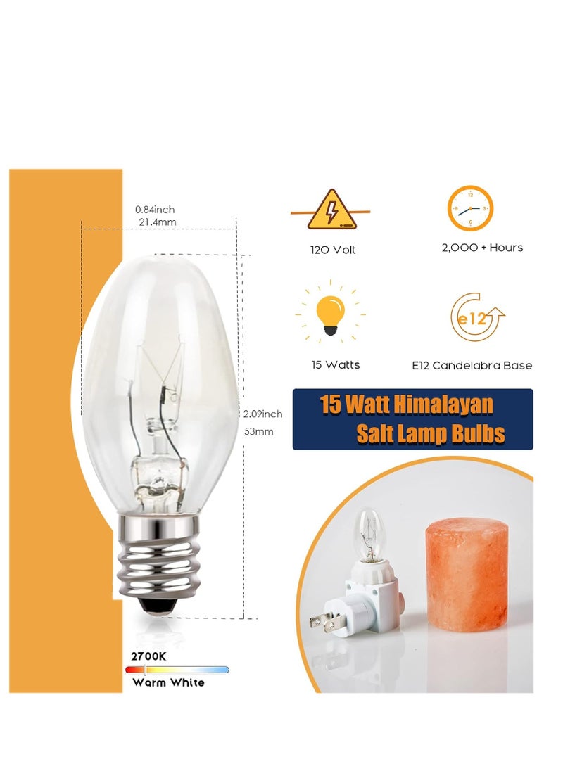 Generic Salt Lamp Bulbs - 15 Watt Light Bulbs for Scentsy Wax Warmer - C7 Replacement Bulbs for Plug in Wax Diffuser- Warmwhite - Dimmable,15 Packs  - Image 2