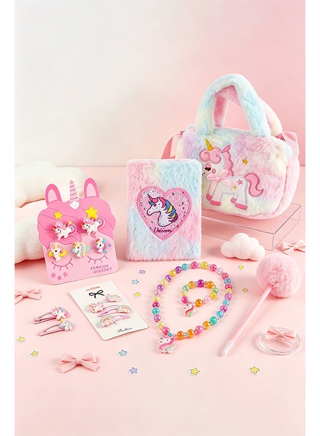 Unicorn Gifts for Girls Secret Diary with Lock for Girls Unicorn Crossbody Bag Purse with Jewelry Set for Birthday Presents Gifts Unicorn Toys for 4-12 Year Old Girls