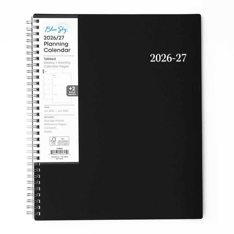 Blue Sky 2026-2027 Weekly and Monthly Academic Year Planner Calendar, July 2026 - June 2027, 8.5" x 11", Flexible Cover, Wirebound, Laminated Tabs, Enterprise - Image 1