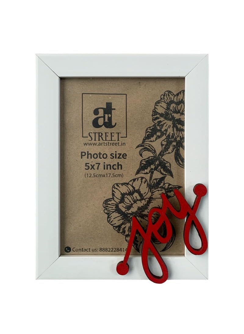 Art Street Art Street Joy MDF Cutout Photo Frame, Christmas Gift For Friends, Family, Relatives, Gift For Brother, Sister, Mom, Dad, Christmas Photo Frame (White, 5x7 Inch)  - Image 2