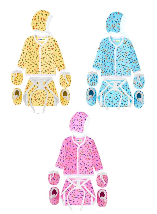 Toddylon طقم ملابس حديثي الولادة من توديلون - قميص قطن مع حفاضات وقبعات وقفازات وحذاء (0-6 أشهر) - Image 2