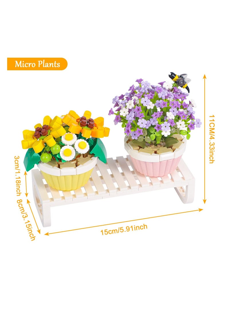 KASTWAVE مجموعة قطع بناء شجرة زهرة الشمس الصغيرة في وعاء لطيف ألعاب نباتات هدايا رومانسية إبداعية لتزيين المنزل للفتيات والنساء والبالغين - Image 5