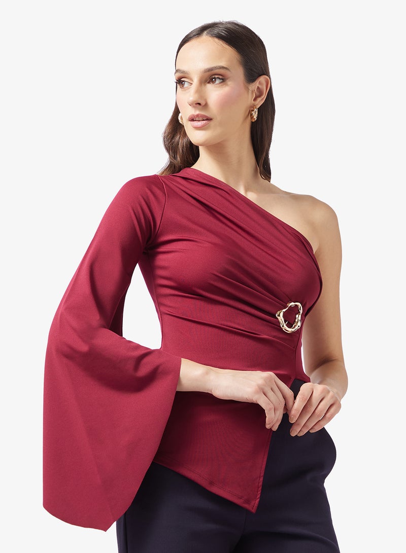 ELLA One Shoulder Fitted Top - Image 1