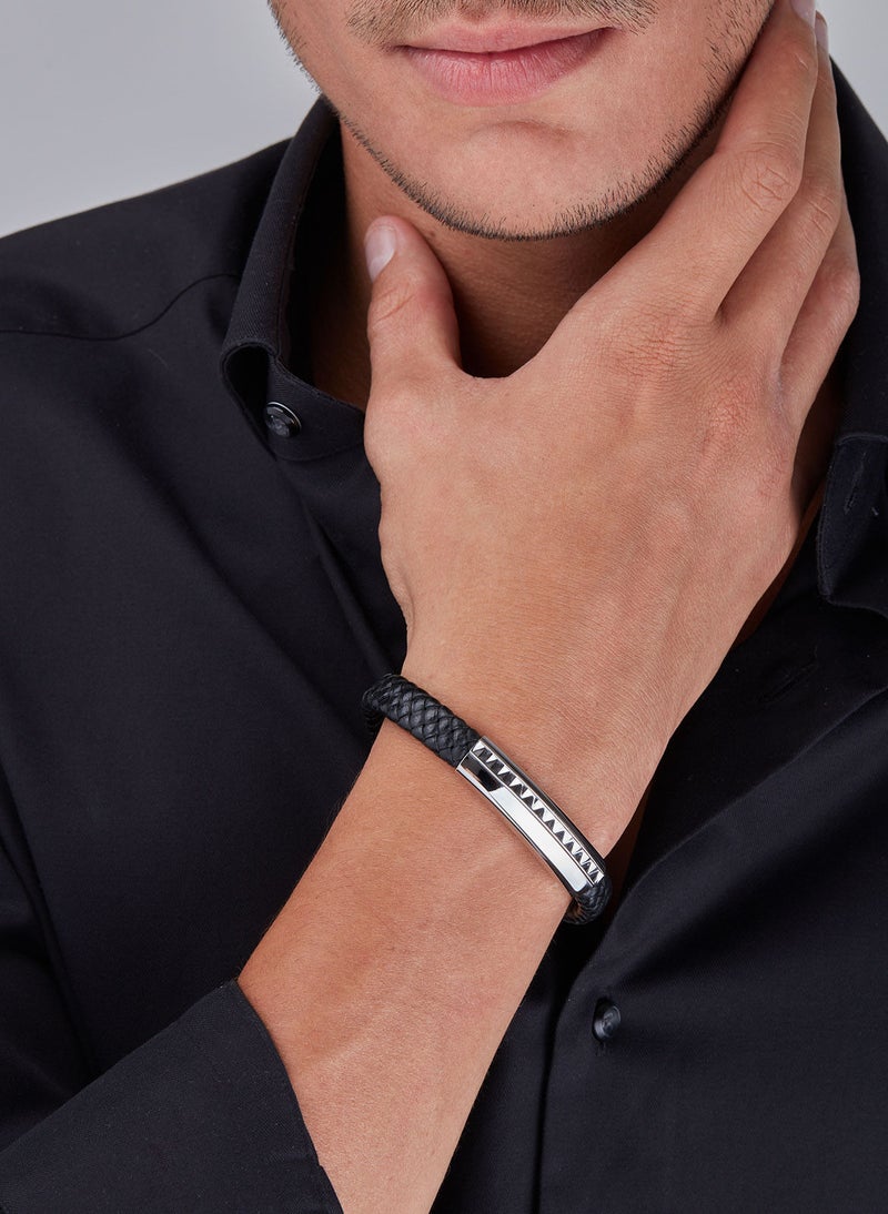 غاي لاروش سوار غي لاروش من الستانلس ستيل والجلد للرجال ، أسود ، 4TX704AV - Image 3