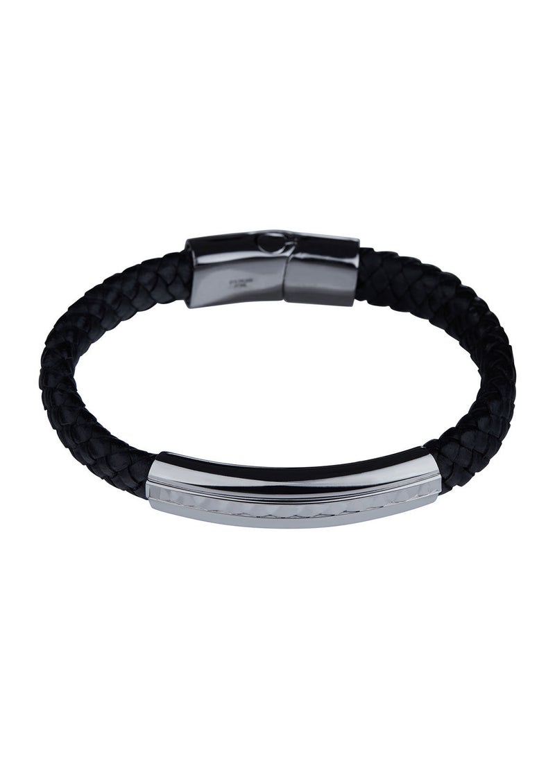 غاي لاروش سوار غي لاروش من الستانلس ستيل والجلد للرجال ، أسود ، 4TX704AV - Image 1