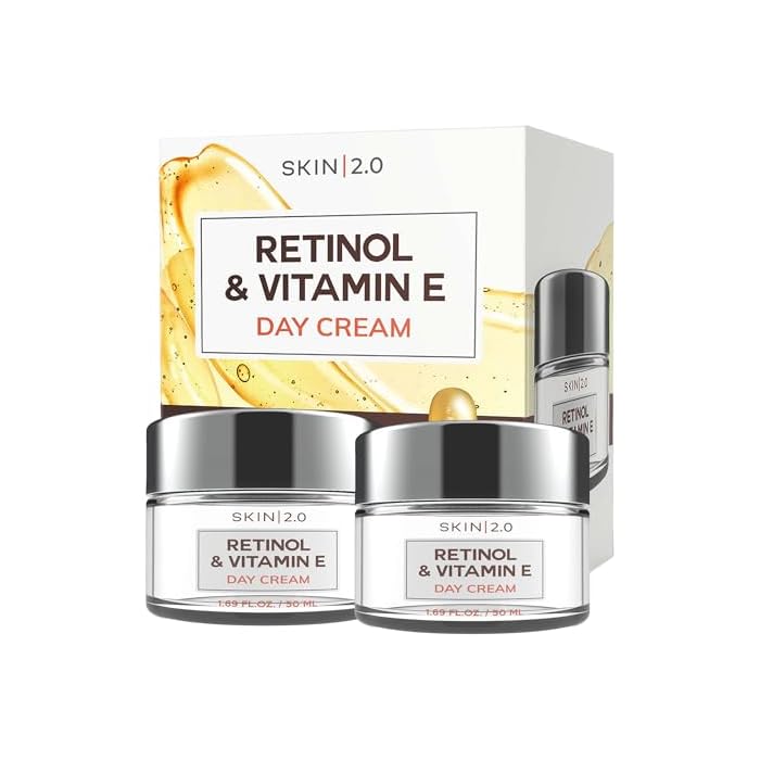 Skin 2.0 Retinol & Vitamin E Face Moisturizer - Dermatologist Tested, Hydrating, Restores Sun-Damaged Skin, Anti-Aging - Reduces Acne Scars, Clean Beauty, Cruelty-Free Korean Skincare - Duo Pack