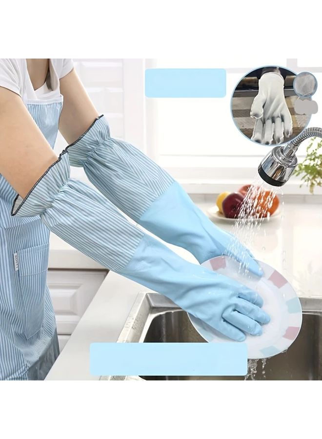 Green Waterproof Thermal Gloves Non Slip Kitchen Bathroom Cleaning Dishwashing - Image 4