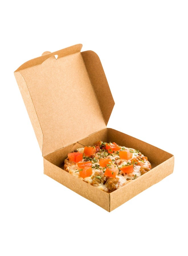 Restaurantware 3.5 x 3.5 x 0.8 Inch Pizza Boxes, 100 Disposable Small Pizza Boxes - Durable, Locks In Pizzas, Cookies, Or Party Favors, Kraft Paper Tiny Pizza Boxes, For Take Out, Or Catering  - Image 2