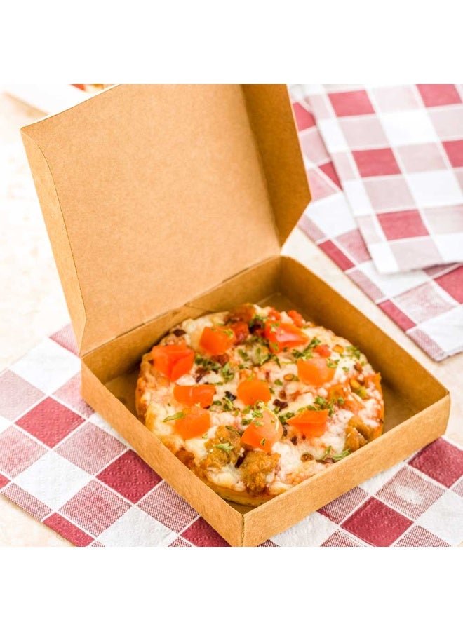 Restaurantware 3.5 x 3.5 x 0.8 Inch Pizza Boxes, 100 Disposable Small Pizza Boxes - Durable, Locks In Pizzas, Cookies, Or Party Favors, Kraft Paper Tiny Pizza Boxes, For Take Out, Or Catering  - Image 3