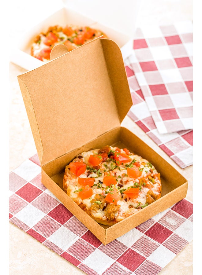 Restaurantware 3.5 x 3.5 x 0.8 Inch Pizza Boxes, 100 Disposable Small Pizza Boxes - Durable, Locks In Pizzas, Cookies, Or Party Favors, Kraft Paper Tiny Pizza Boxes, For Take Out, Or Catering  - Image 5