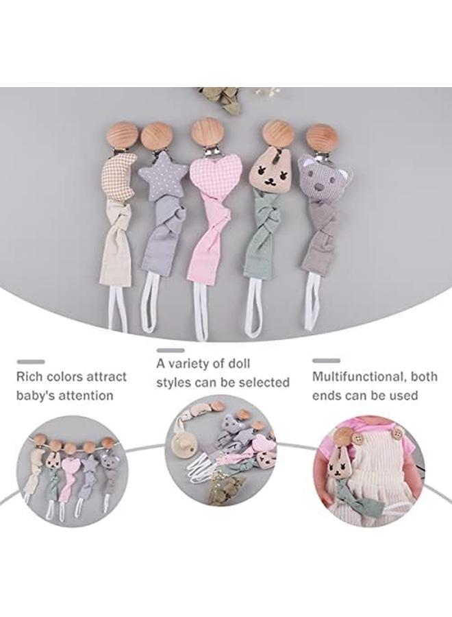 إي سي في في 5 عبوات من لعبة مشبك اللهاية مع منشفة منديل مضادة للضياع وأسنان مضادة للسقوط وسلسلة عضاضة ومقود للأطفال الأولاد والبنات على شكل للجنسين هدية عيد ميلاد وعيد الميلاد - Image 3