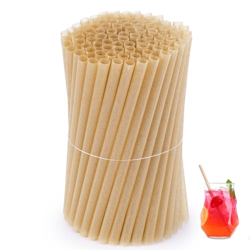 HANSGO Cocktail Straws, 5 Inch Short Sugarcane Straws Disposable Mini Cocktail Stirrers for Bar, 100PCS, Natural Brown - Image 1