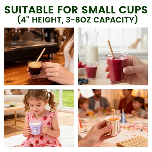 HANSGO Cocktail Straws, 5 Inch Short Sugarcane Straws Disposable Mini Cocktail Stirrers for Bar, 100PCS, Natural Brown - Image 3