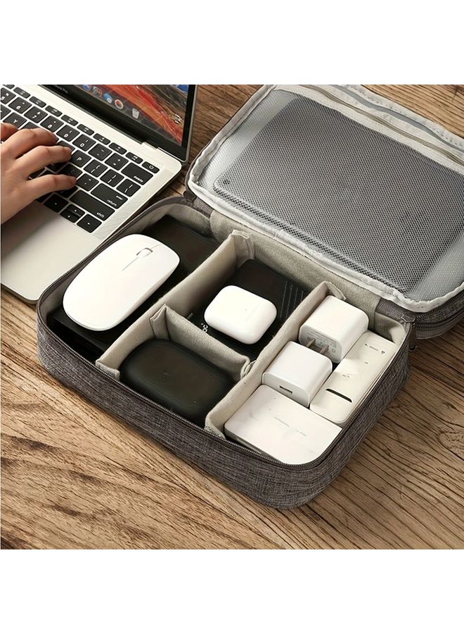 Grey Electronic Storage Bag Organizer For Cables Phone Hard Disk Travel - Image 5