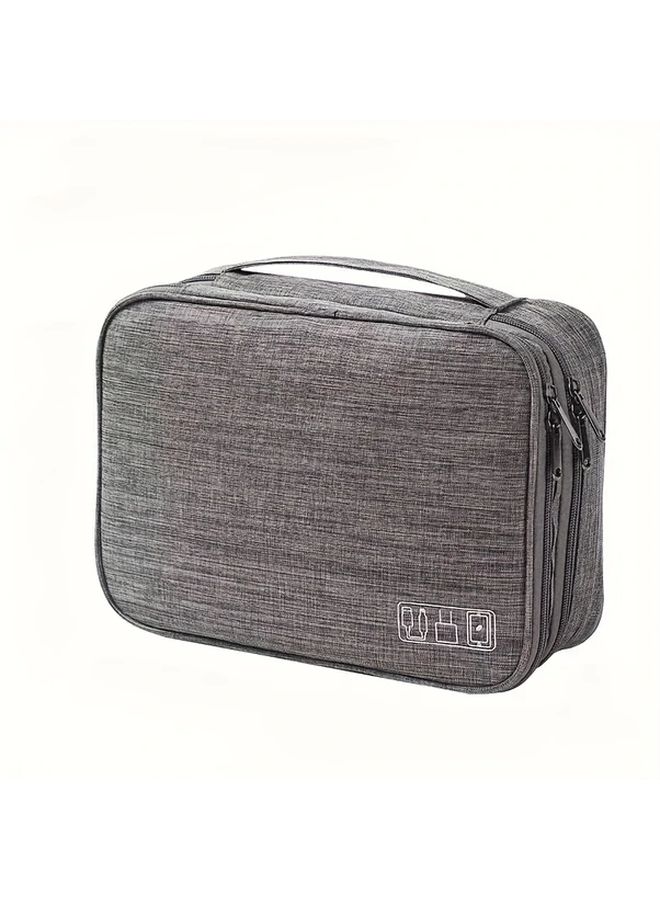 Grey Electronic Storage Bag Organizer For Cables Phone Hard Disk Travel - Image 1