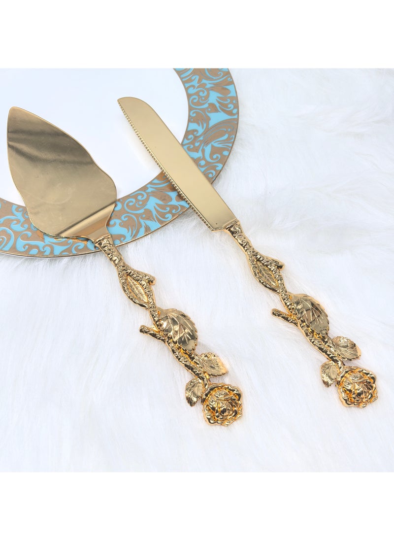 WINON 2PCS Rose Design Cake knife serving set  - Image 3