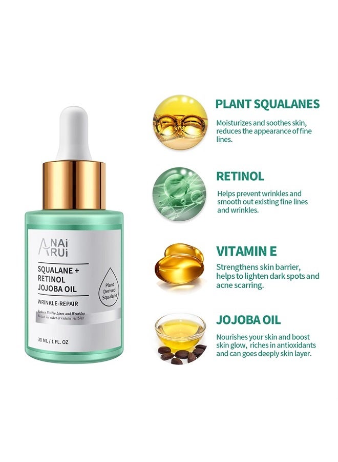 ANAI RUI Squalane Retinol Jojoba Oil Moisturizer for Face Hydrate, Nourish, Moisturize Fine Lines and Wrinkles, Wrinkle-Repair Facial Oil for Smoother, Supple Skin 1 fl. Oz - Image 5