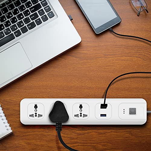 Wipro USB Extension Cord with 2 mtr Cord Length | 3 Universal Socket and 2 USB Port Spike Guard | Child Safety | Auto Cutoff | Fire Resistant, Pack of 1 - Image 5