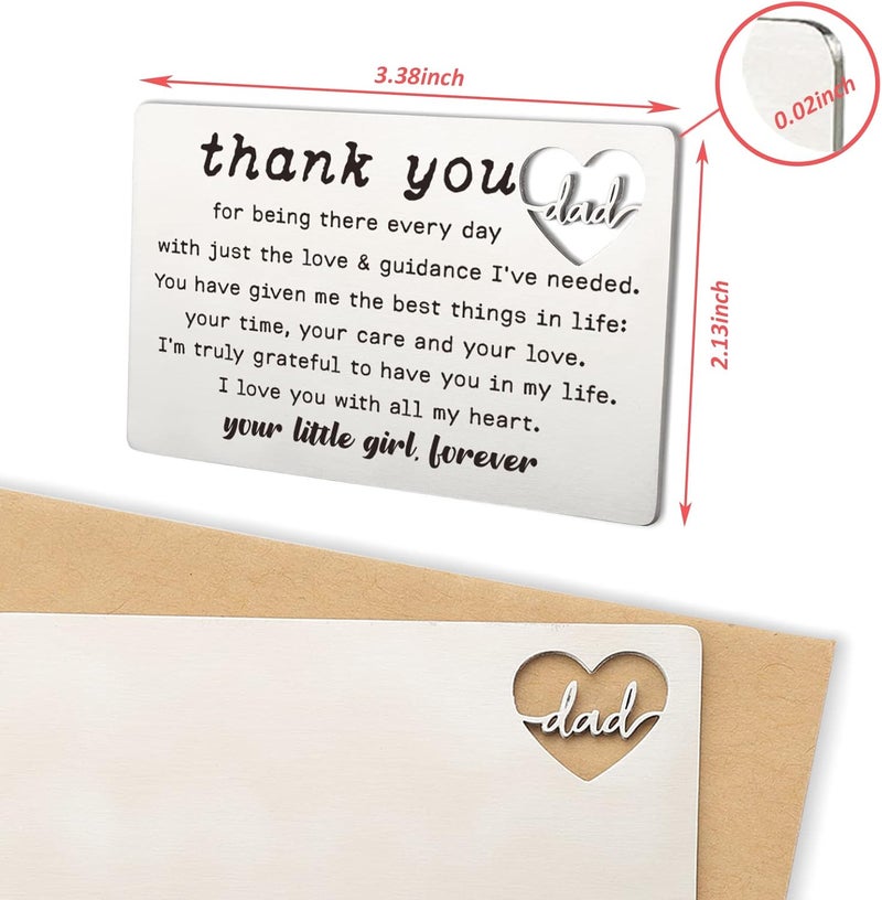 YODOCAMP Thank You Dad Engraved Wallet Card Inserts, Dad Gifts from Daughter, Birthday Father's Day Thanksgiving Christmas Valentines Gifts Card for Dad Father Papa - Image 2
